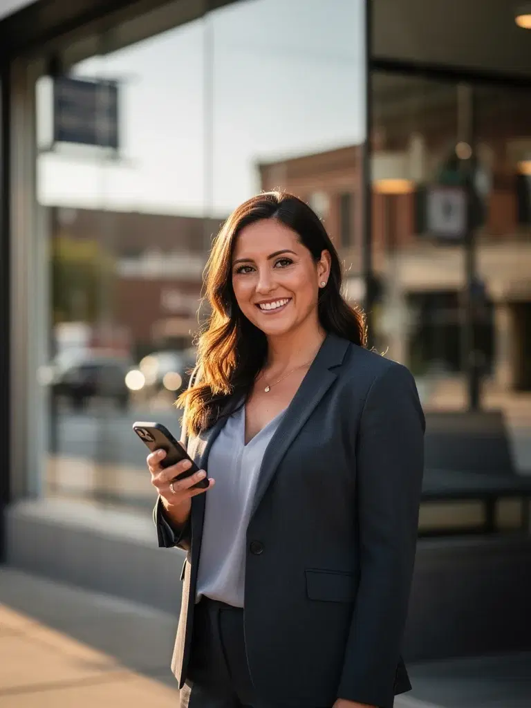 Happy St. Louis business owner outside her storefront
